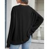 imageCHICGAL Sweatshirt for Women Long Sleeve Shirts Crewneck Color Block Loose Fit Pullover Fall TopsBlack