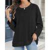imageCHICGAL Sweatshirt for Women Long Sleeve Shirts Crewneck Color Block Loose Fit Pullover Fall TopsBlack