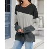 imageCHICGAL Sweatshirt for Women Long Sleeve Shirts Crewneck Color Block Loose Fit Pullover Fall TopsBlack Gray Charcoal