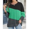 imageCHICGAL Sweatshirt for Women Long Sleeve Shirts Crewneck Color Block Loose Fit Pullover Fall TopsBlack Mint Charcoal