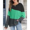 imageCHICGAL Sweatshirt for Women Long Sleeve Shirts Crewneck Color Block Loose Fit Pullover Fall TopsBlack Mint Charcoal