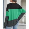 imageCHICGAL Sweatshirt for Women Long Sleeve Shirts Crewneck Color Block Loose Fit Pullover Fall TopsBlack Mint Charcoal