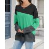 imageCHICGAL Sweatshirt for Women Long Sleeve Shirts Crewneck Color Block Loose Fit Pullover Fall TopsBlack Mint Charcoal