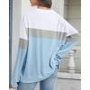 imageCHICGAL Sweatshirt for Women Long Sleeve Shirts Crewneck Color Block Loose Fit Pullover Fall TopsBlue Gray