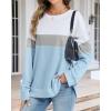 imageCHICGAL Sweatshirt for Women Long Sleeve Shirts Crewneck Color Block Loose Fit Pullover Fall TopsBlue Gray