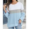 imageCHICGAL Sweatshirt for Women Long Sleeve Shirts Crewneck Color Block Loose Fit Pullover Fall TopsBlue Gray