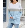 imageCHICGAL Sweatshirt for Women Long Sleeve Shirts Crewneck Color Block Loose Fit Pullover Fall TopsBlue Gray