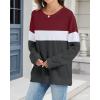 imageCHICGAL Sweatshirt for Women Long Sleeve Shirts Crewneck Color Block Loose Fit Pullover Fall TopsDark Red Charcoal