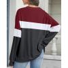 imageCHICGAL Sweatshirt for Women Long Sleeve Shirts Crewneck Color Block Loose Fit Pullover Fall TopsDark Red Charcoal