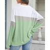 imageCHICGAL Sweatshirt for Women Long Sleeve Shirts Crewneck Color Block Loose Fit Pullover Fall TopsGreen Gray