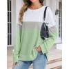imageCHICGAL Sweatshirt for Women Long Sleeve Shirts Crewneck Color Block Loose Fit Pullover Fall TopsGreen Gray