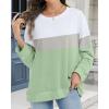 imageCHICGAL Sweatshirt for Women Long Sleeve Shirts Crewneck Color Block Loose Fit Pullover Fall TopsGreen Gray