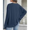 imageCHICGAL Sweatshirt for Women Long Sleeve Shirts Crewneck Color Block Loose Fit Pullover Fall TopsNavy Blue
