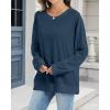 imageCHICGAL Sweatshirt for Women Long Sleeve Shirts Crewneck Color Block Loose Fit Pullover Fall TopsNavy Blue