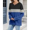 imageCHICGAL Sweatshirt for Women Long Sleeve Shirts Crewneck Color Block Loose Fit Pullover Fall TopsNavy Blue Black