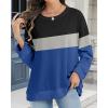 imageCHICGAL Sweatshirt for Women Long Sleeve Shirts Crewneck Color Block Loose Fit Pullover Fall TopsNavy Blue Black
