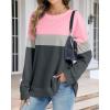 imageCHICGAL Sweatshirt for Women Long Sleeve Shirts Crewneck Color Block Loose Fit Pullover Fall TopsPink Charcoal