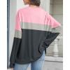 imageCHICGAL Sweatshirt for Women Long Sleeve Shirts Crewneck Color Block Loose Fit Pullover Fall TopsPink Charcoal