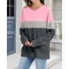 imageCHICGAL Sweatshirt for Women Long Sleeve Shirts Crewneck Color Block Loose Fit Pullover Fall TopsPink Charcoal