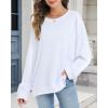 imageCHICGAL Sweatshirt for Women Long Sleeve Shirts Crewneck Color Block Loose Fit Pullover Fall TopsWhite