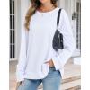 imageCHICGAL Sweatshirt for Women Long Sleeve Shirts Crewneck Color Block Loose Fit Pullover Fall TopsWhite