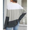 imageCHICGAL Sweatshirt for Women Long Sleeve Shirts Crewneck Color Block Loose Fit Pullover Fall TopsWhite Gray Charcoal