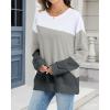 imageCHICGAL Sweatshirt for Women Long Sleeve Shirts Crewneck Color Block Loose Fit Pullover Fall TopsWhite Gray Charcoal