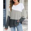imageCHICGAL Sweatshirt for Women Long Sleeve Shirts Crewneck Color Block Loose Fit Pullover Fall TopsWhite Gray Charcoal
