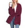 imageCHICGAL Womens Fuzzy Jacket Hooded Cardigan Open Front Sherpa Coat Outwear with PocketsBurgundy