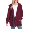 imageCHICGAL Womens Fuzzy Jacket Hooded Cardigan Open Front Sherpa Coat Outwear with PocketsBurgundy