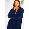 imageCHICGAL Womens Fuzzy Jacket Hooded Cardigan Open Front Sherpa Coat Outwear with PocketsNavy Blue