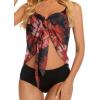 imageSwimsuit Coverups for Women Sarong Beach Bikini Wrap Sheer Short Skirt Chiffon Scarf for SwimwearDeep Red Flowers