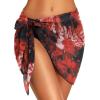 imageSwimsuit Coverups for Women Sarong Beach Bikini Wrap Sheer Short Skirt Chiffon Scarf for SwimwearDeep Red Flowers