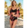 imageSwimsuit Coverups for Women Sarong Beach Bikini Wrap Sheer Short Skirt Chiffon Scarf for SwimwearDeep Red Flowers