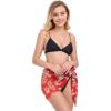 imageSwimsuit Coverups for Women Sarong Beach Bikini Wrap Sheer Short Skirt Chiffon Scarf for SwimwearLeaf Red