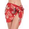 imageSwimsuit Coverups for Women Sarong Beach Bikini Wrap Sheer Short Skirt Chiffon Scarf for SwimwearLeaf Red