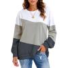 imageCHICGAL Sweatshirt for Women Long Sleeve Shirts Crewneck Color Block Loose Fit Pullover Fall TopsWhite Gray Charcoal