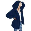imageCHICGAL Womens Fuzzy Jacket Hooded Cardigan Open Front Sherpa Coat Outwear with PocketsNavy Blue