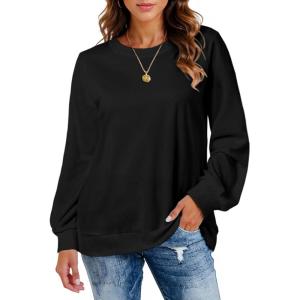 imageCHICGAL Sweatshirt for Women Long Sleeve Shirts Crewneck Color Block Loose Fit Pullover Fall TopsBlack