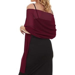 imageCHICGAL Womens Scarf Shawls and Wraps for Evening Dress Wedding Party Bridal Scarves Sarong Cover UpsWine Red