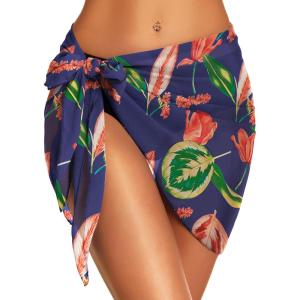 imageSwimsuit Coverups for Women Sarong Beach Bikini Wrap Sheer Short Skirt Chiffon Scarf for SwimwearNavy Blue Red