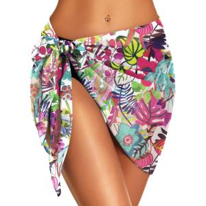 imageSwimsuit Coverups for Women Sarong Beach Bikini Wrap Sheer Short Skirt Chiffon Scarf for SwimwearPink Purple