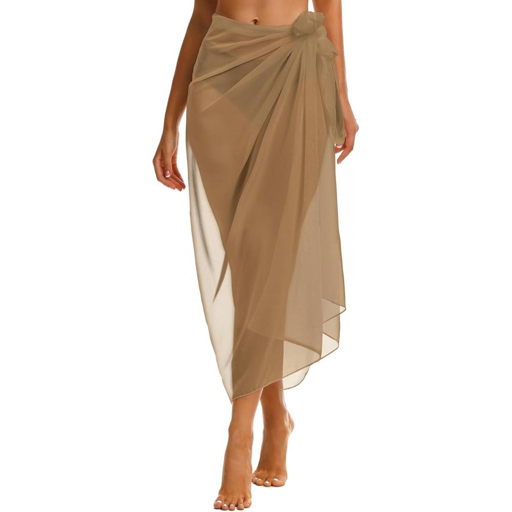 imageCHICGAL Sarong Wraps Swimsuit Coverup for Women Bathing Suit Cover Up Summer Bikini Beach SwimwearKhaki