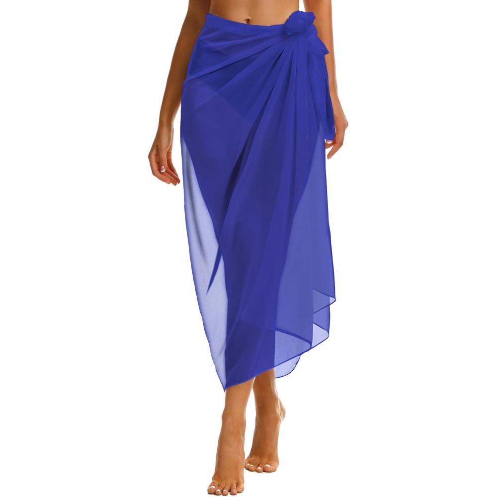 imageCHICGAL Sarong Wraps Swimsuit Coverup for Women Bathing Suit Cover Up Summer Bikini Beach SwimwearSapphire Blue