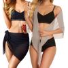 imageCHICGAL 2 Pieces Women Beach Sarong Bathing Suit Wrap Skirt Sheer Bikini Swimsuit Cover Ups for SwimwearBlack  Light Khaki