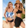 imageCHICGAL 2 Pieces Women Beach Sarong Bathing Suit Wrap Skirt Sheer Bikini Swimsuit Cover Ups for SwimwearBlack and White Blue Flowers