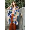 imageWomens Kimono Swimsuit Coverups Summer Beach Casual Loose Cardigans for SwimwearBlue Yellow Flower