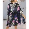 imageWomens Kimono Swimsuit Coverups Summer Beach Casual Loose Cardigans for SwimwearBoho Pink Purple Floral
