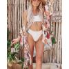 imageWomens Kimono Swimsuit Coverups Summer Beach Casual Loose Cardigans for SwimwearFlower Apricot