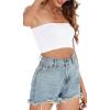 imageWomens Tube Tops Summer Bandeau Casual Crop Top Going Out Strapless Tank Basic Short Shirt2 Pieces Black white